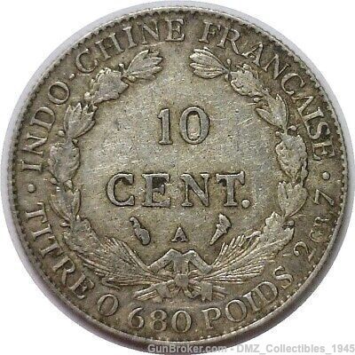 1929 French Indo-China 10 Cent Silver Coin-img-1