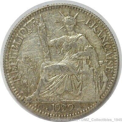 1929 French Indo-China 10 Cent Silver Coin-img-0