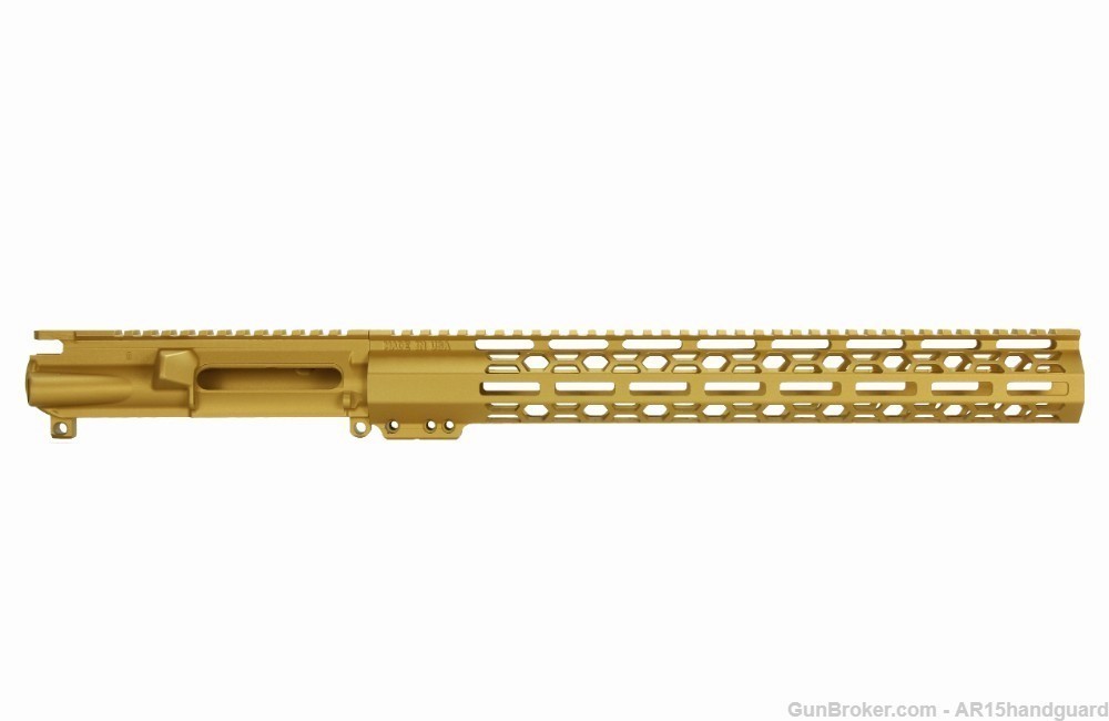 AR15 Stripped upper | Cerakote GOLD | 15" MLOK Handguard Combo (MADE IN USA-img-1