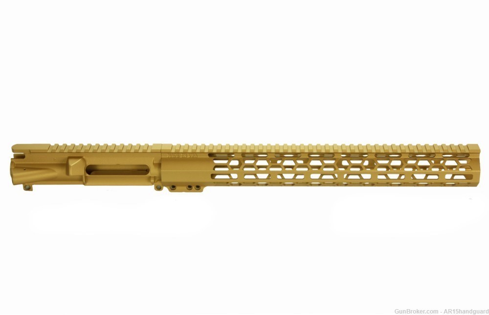 AR15 Stripped upper | Cerakote GOLD | 15" MLOK Handguard Combo (MADE IN USA-img-0
