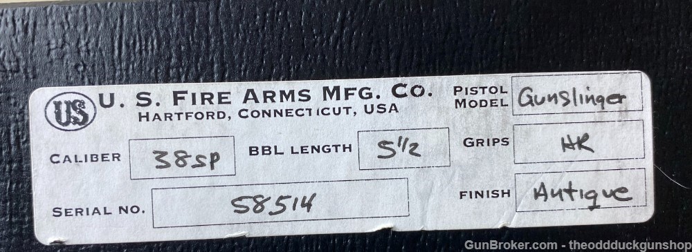 USFA Single Action Army SAA 38 Spl 38 Colt Gunslinger Antique Finish 5 1/2"-img-3