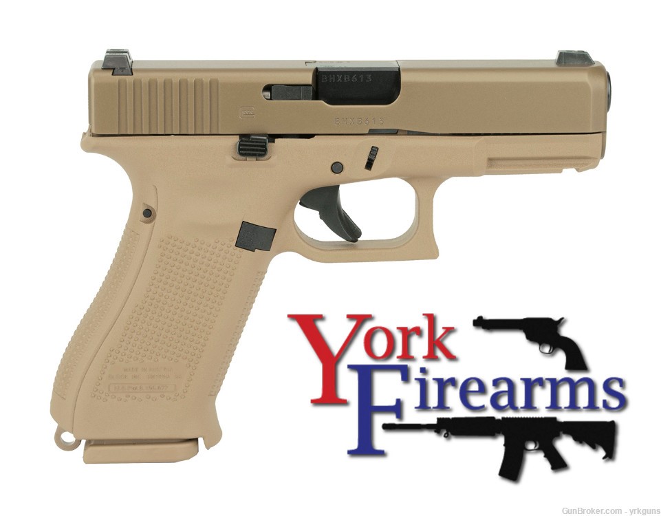 Glock 19X G5 Coyote Brown 9mm 19rd Night Sights Handgun NEW UX1950703-img-1