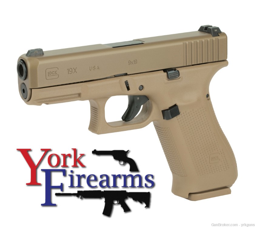 Glock 19X G5 Coyote Brown 9mm 19rd Night Sights Handgun NEW UX1950703-img-2