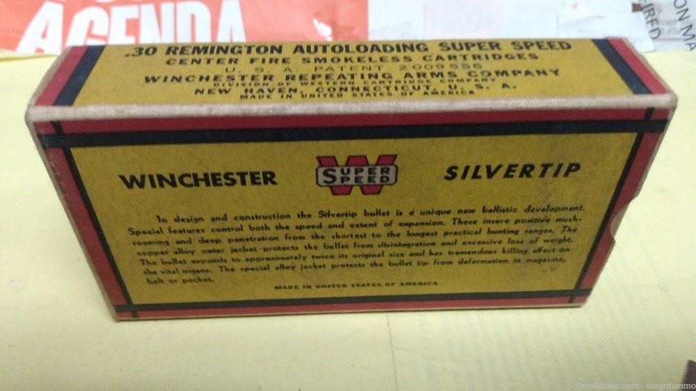 Exc Scarce Winchester BEAR Box 30 REMINGTON 170gr SuperSpeed SILVERTIP Ammo-img-4