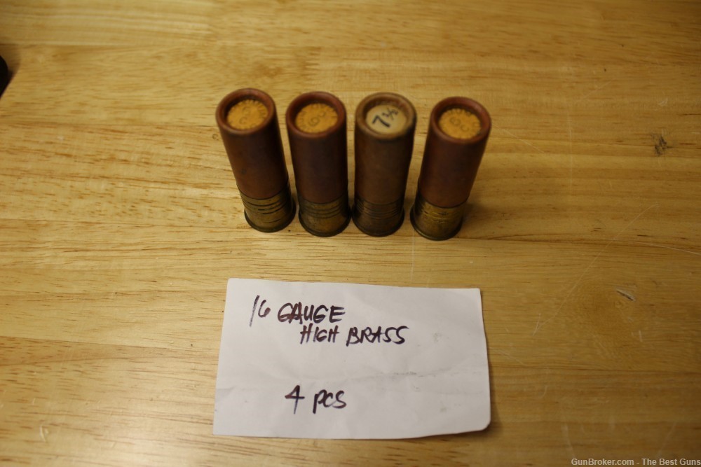 Reloaded 16 Gauge High Brass Shotgun shell lot of 4 paper shells  -img-0