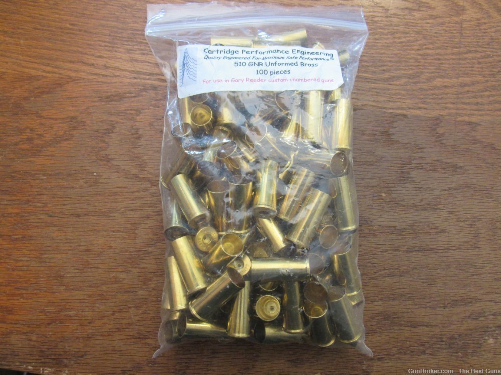 100 Rounds Cartridge Performance Engineering 510 GNR New Brass Shell Cases-img-0