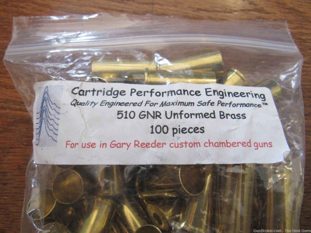 100 Rounds Cartridge Performance Engineering 510 GNR New Brass Shell Cases-img-1