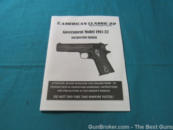 American Classic 22 Govt 1911-22 Owners Manual-img-0