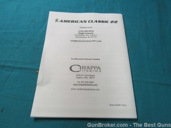 American Classic 22 Govt 1911-22 Owners Manual-img-1