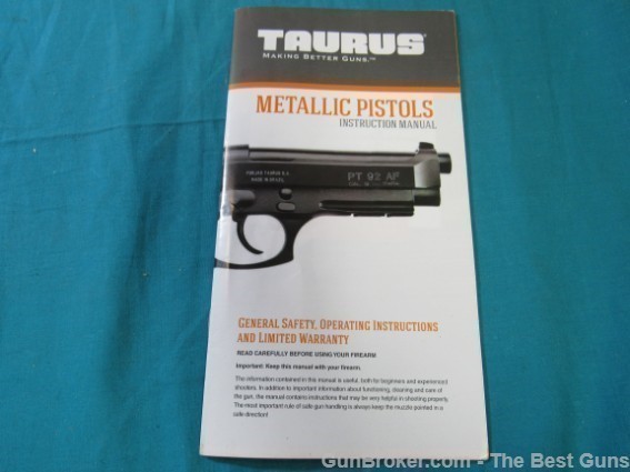 Taurus Metallic Pistols Instruction & Owner Manual-img-0