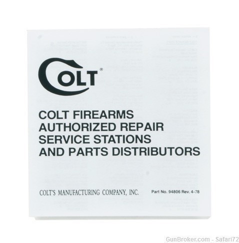 Colt MK IV/Series 80 Pistols 1993 Manual, Repair Station List, Colt Letter,-img-2
