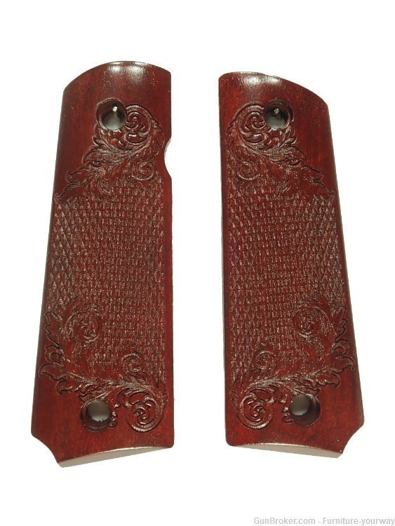 -Rosewood FloralChecker Grips for Browning 1911-22 1911-380 Grips-img-1