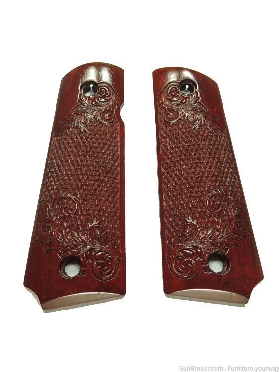 -Rosewood FloralChecker Grips for Browning 1911-22 1911-380 Grips-img-0