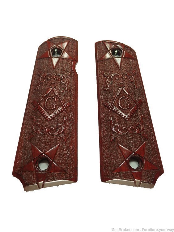 -Rosewood Masonic Grips for Browning 1911-22 1911-380 Grips-img-0