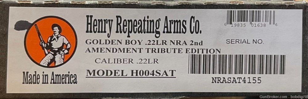 Henry H004SAT Golden Boy 2nd Amendment Tribute 22LR 16rd NO CC FEES-img-5