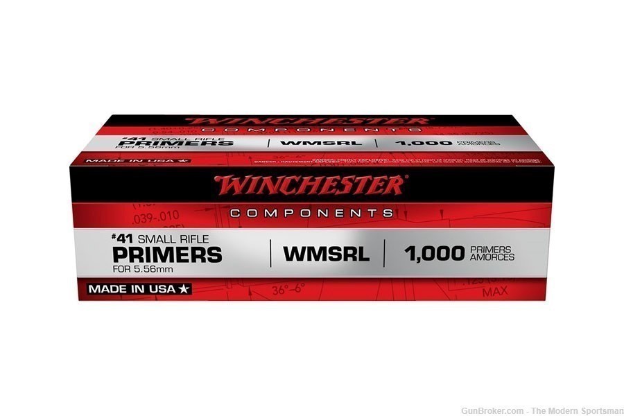 Winchester Small Rifle 5.56 Spec Military #41 Primers 1000/Box Reloading -img-0