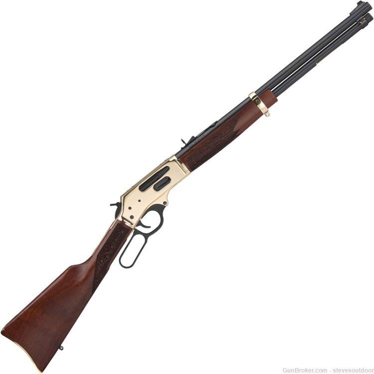 Henry Side Gate .45-70 Govt Lever Action Brass/Blued Rifle - New-img-0