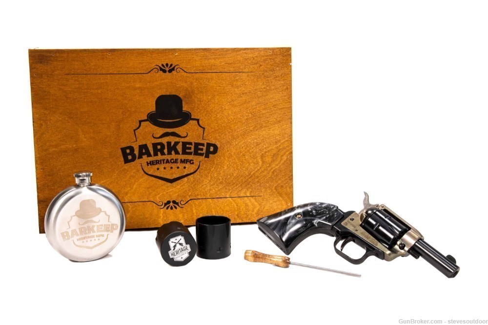 Heritage Barkeep 22 LR Revolver Kit with Flask and 2 Cylinder Shot Glasses -img-0