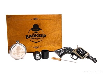 Heritage Barkeep 22 LR Revolver Kit with Flask and 2 Cylinder Shot Glasses 