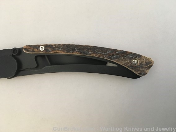 CLAUDE DOZORME Le Theirs Liner Lock Knife. Steel & Stag Horn. CD4*CLOSEOUT*-img-2