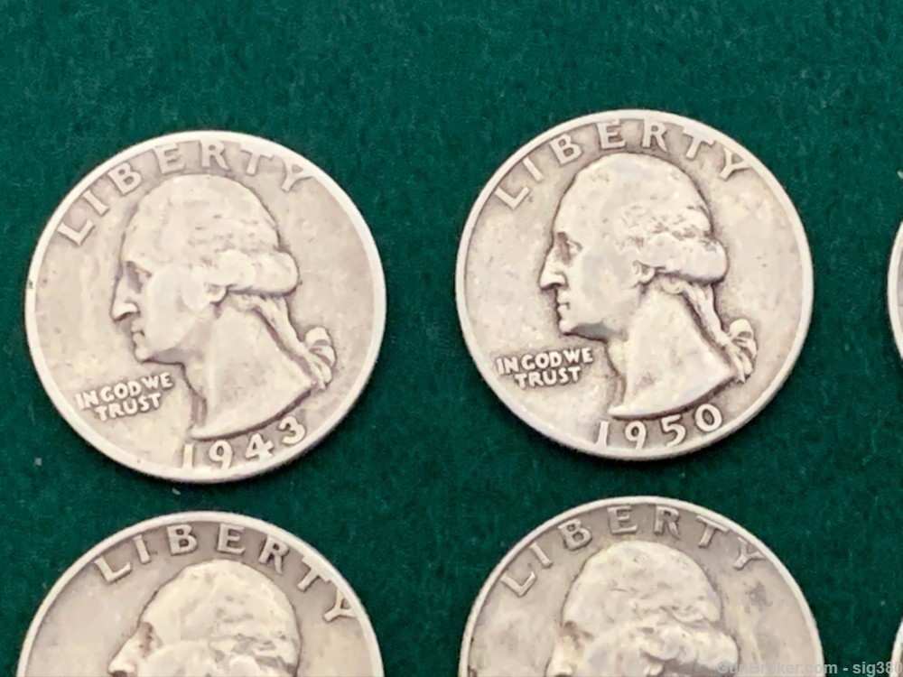7 SILVER QUARTERS 1943, 1950, 1953, 3 X 1957, 1960  GREAT LOT, MANY MS COIN-img-1