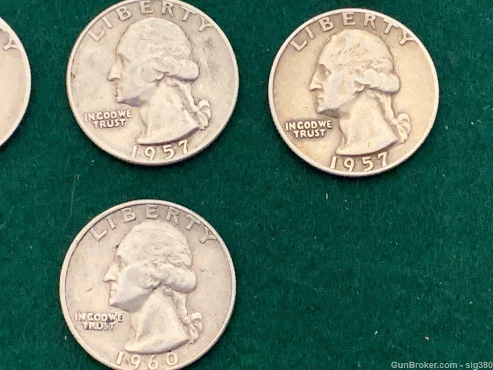 7 SILVER QUARTERS 1943, 1950, 1953, 3 X 1957, 1960  GREAT LOT, MANY MS COIN-img-4