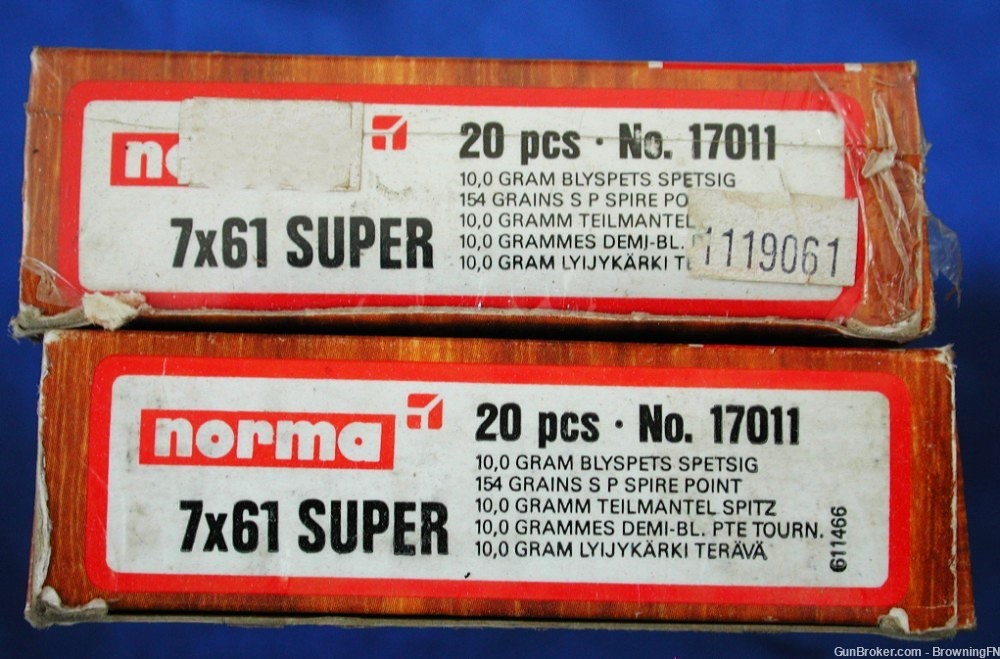 2 Original FULL Boxes Norma 7x61 Super 154 Grain Bullets 40 Rounds S&H-img-0
