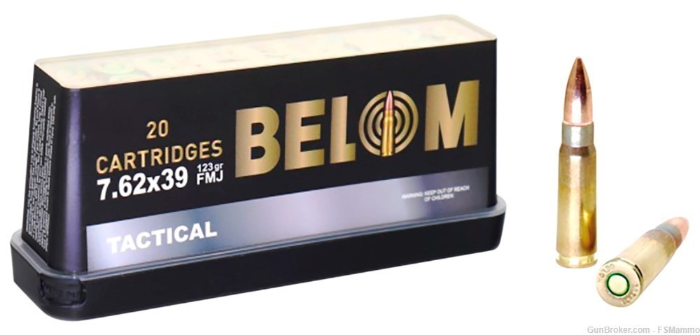 BELOM Ammo BELOM762 Tactical 7.62x39mm 123 gr Full Metal Jacket (FMJ) 20 Pe-img-0