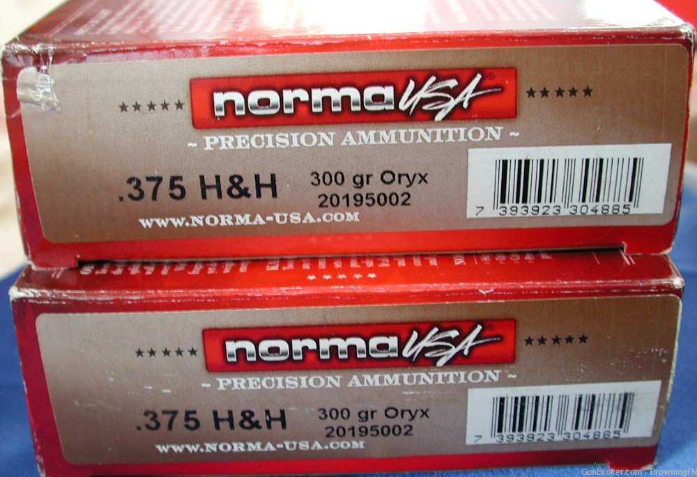 2 Boxes Norma .375 H&H Magnum 300 Gr. Oryx Bullet 40 Rds Holland&Holland-img-1