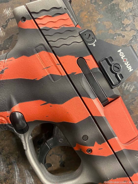 Smith & Wesson Shield 9mm w/optic and custom Cerakote® Tiger Stripe-img-6