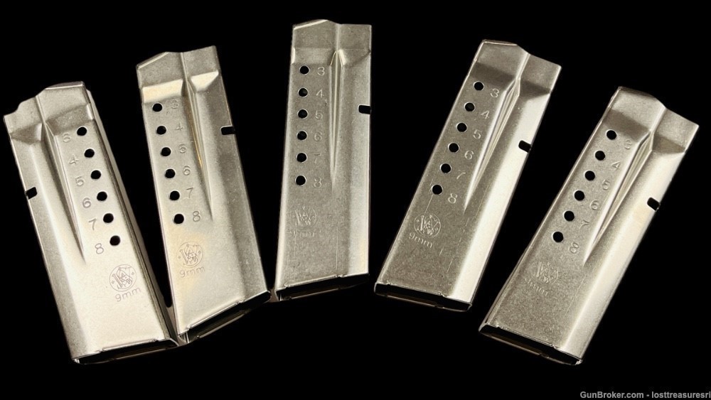 5 New Smith & Wesson M&P Shield 9mm Magazine Tubes Shells 8 Round Capacity-img-0