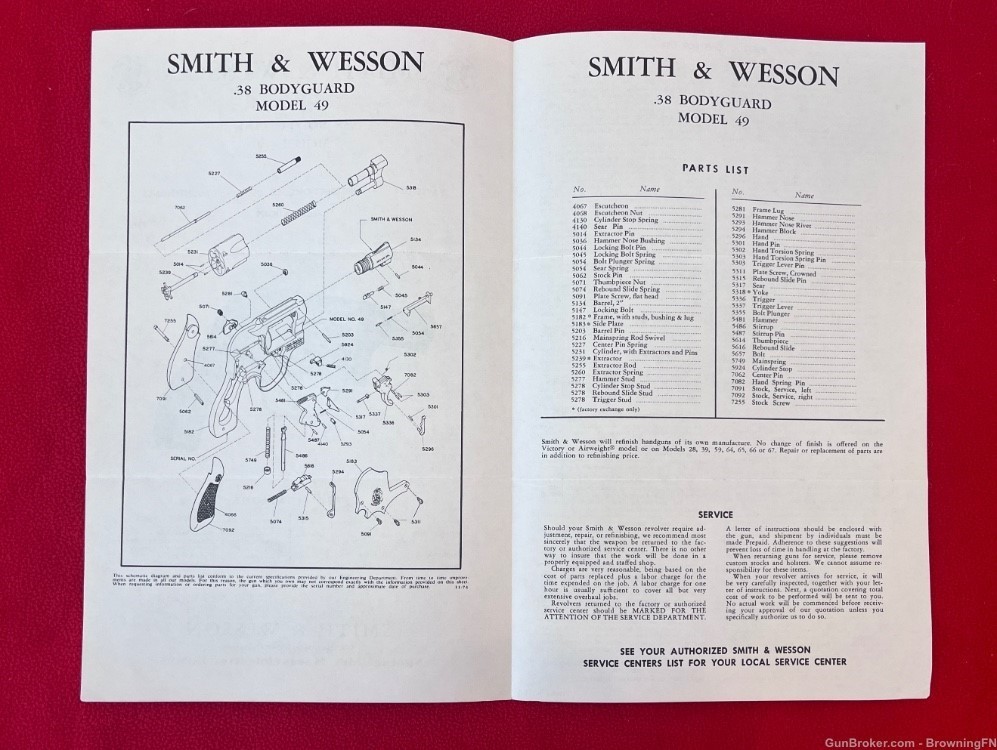 Vintage Smith & Wesson Owners Instruction Manual Model 49 Bodyguard S&W-img-1