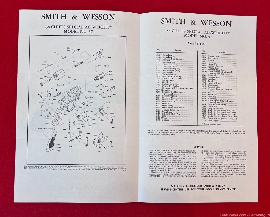 Vintage Smith & Wesson Owners Instruction Manual Model 37 Chief Special S&W-img-1