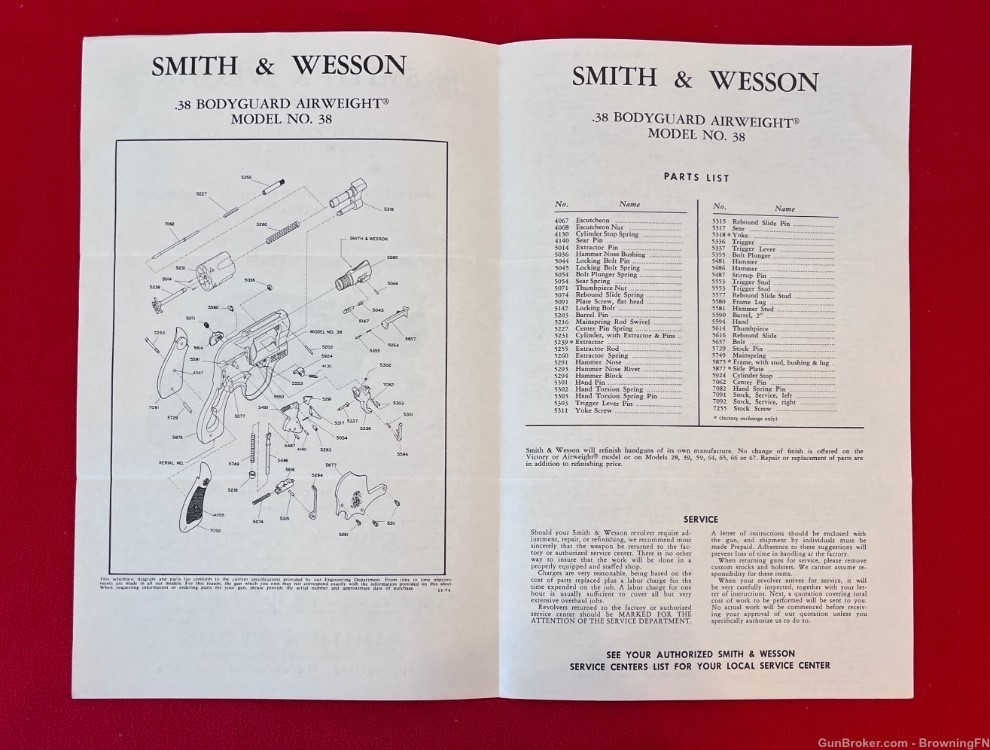 Vintage Smith & Wesson Owners Instruction Manual Model 38 Bodyguard S&W-img-1