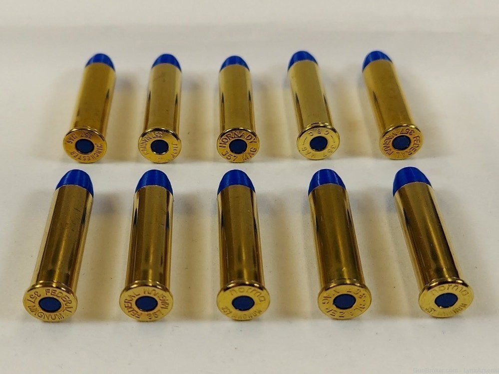 357 Magnum Brass Snap caps / Dummy Training Rounds - Set of 10 - Blue-img-3
