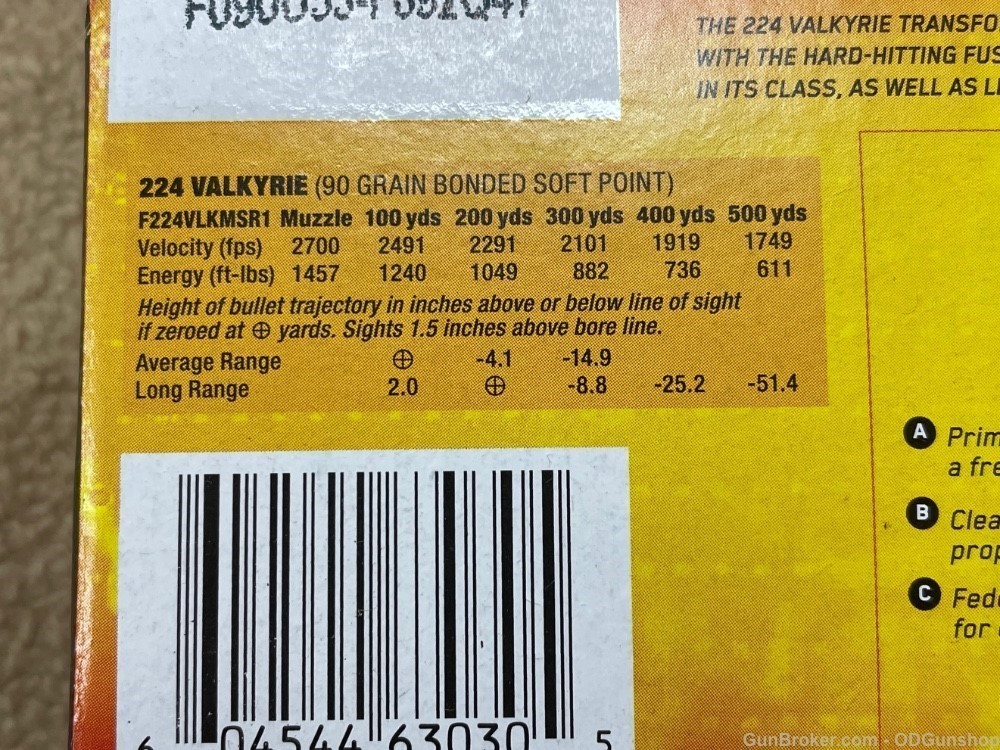Federal .224 Valkyrie 10 Boxes 200rds F224VLKMSR1 90gr Soft Point-img-1