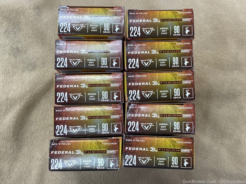 Federal .224 Valkyrie 10 Boxes 200rds F224VLKMSR1 90gr Soft Point-img-0
