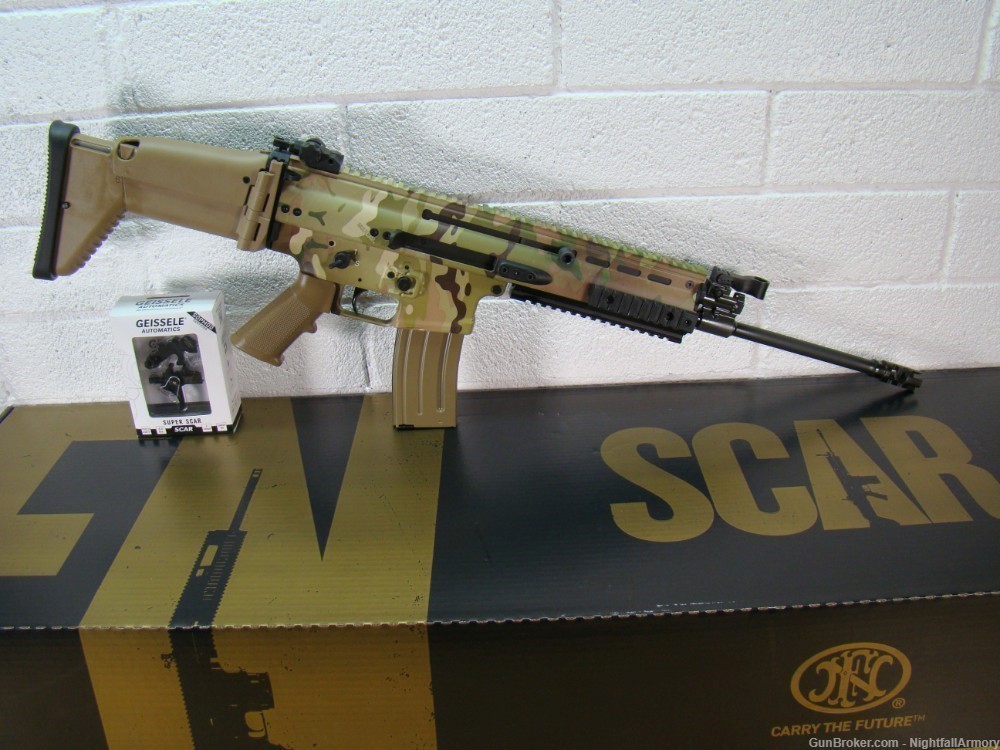 FNH SCAR 16s 5.56 NATO Multi-cam FN 16 camo Rifle w Geissele Super trigger-img-21