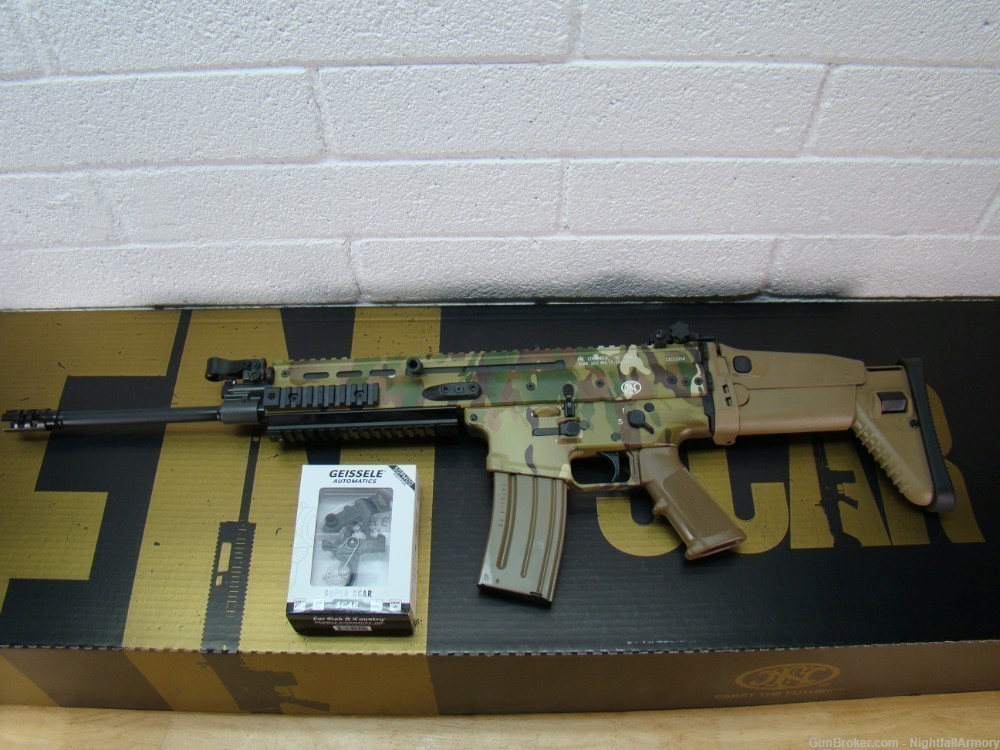 FNH SCAR 16s 5.56 NATO Multi-cam FN 16 camo Rifle w Geissele Super trigger-img-5