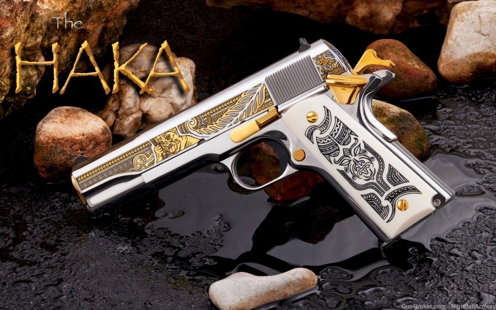 Colt The HAKA SS 1911 5" Govt .38 Super custom Pistol 24k Gold 1 of 200 !-img-1