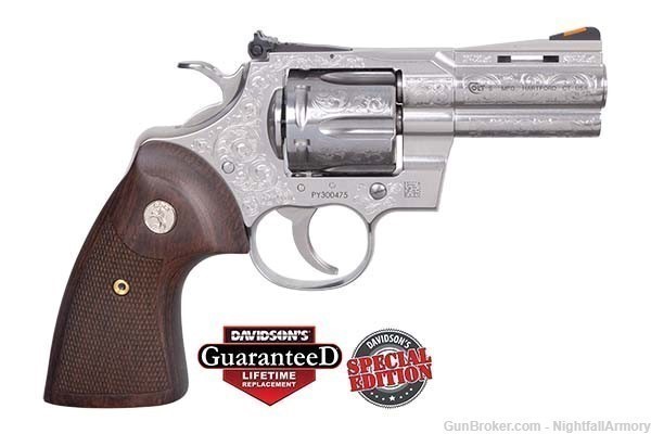 Colt Python 3" SS Stainless Snake Engraved Limited Edition .357 Magnum NEW!-img-0