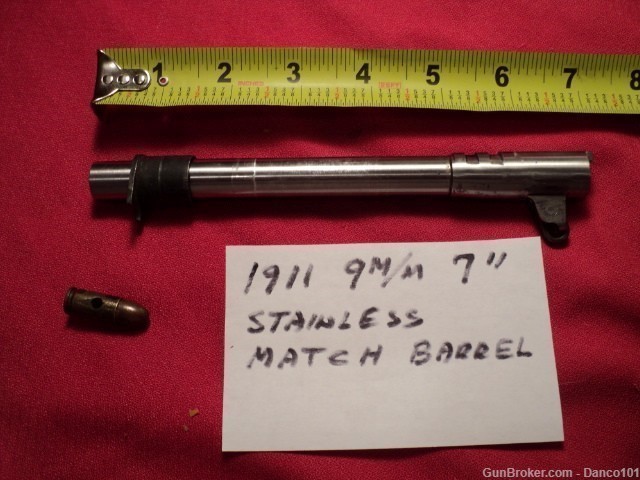  CUSTOM COLT 1911  9mm LUGER SEVEN INCH STAINLESS BARREL-img-1
