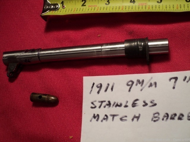  CUSTOM COLT 1911  9mm LUGER SEVEN INCH STAINLESS BARREL-img-3