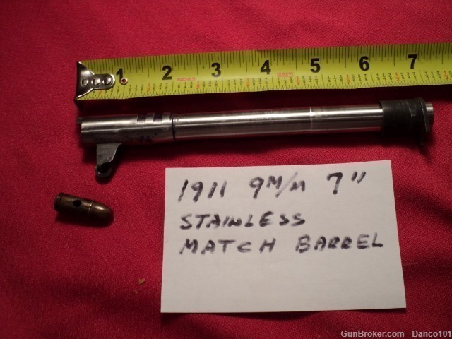 CUSTOM COLT 1911  9mm LUGER SEVEN INCH STAINLESS BARREL-img-0