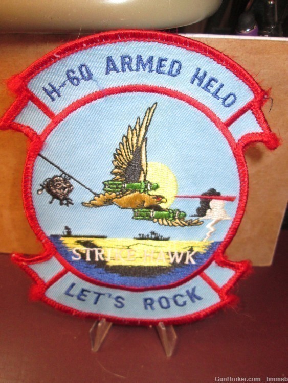Vintage U.S. ARMY H-60 ARMED HELO STRIKE HAWK, LET's ROCK Unit patch-img-0