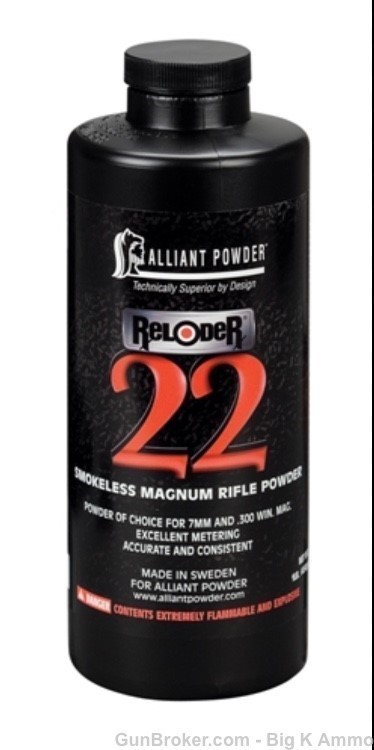 1 pound of Alliant Reloder 22 Smokeless Magnum Rifle Powder 1# FRESH STOCK-img-0