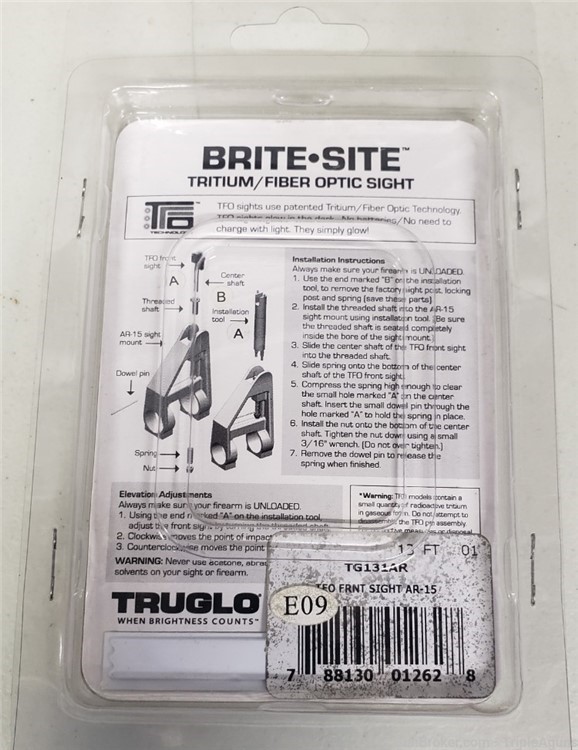 TruGlo Brite site AR-15 TFO tritium fiber optic front sight 2013 mfg -img-1