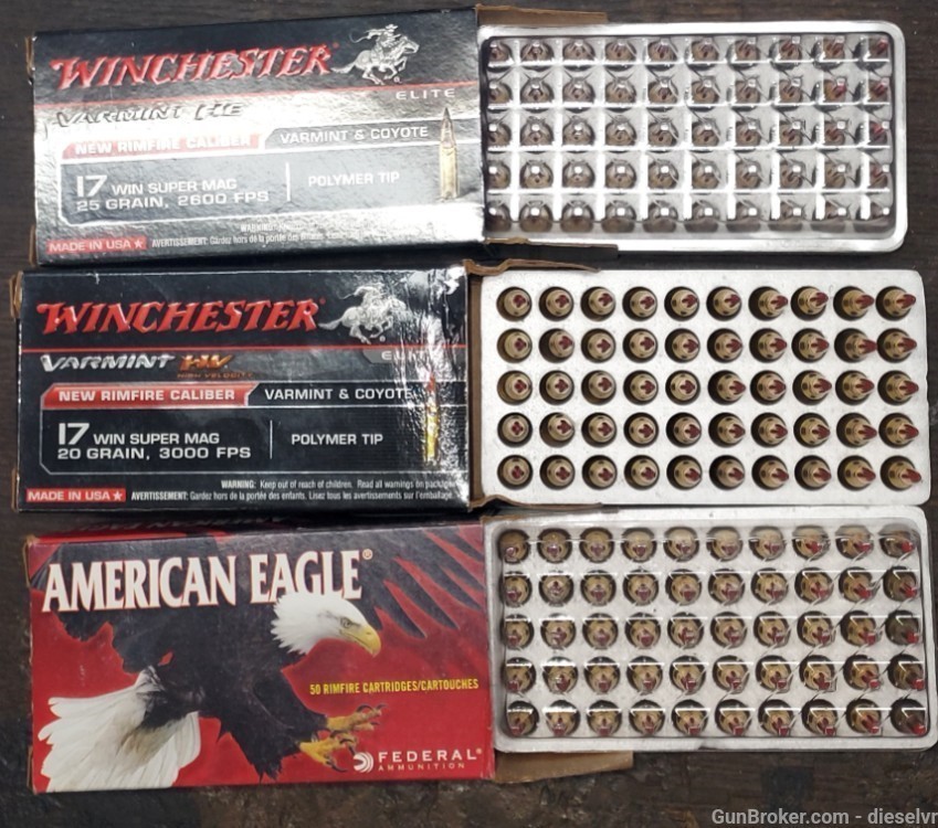 150 Rounds 17 WSM / Winchester Super Mag Ammunition -img-0