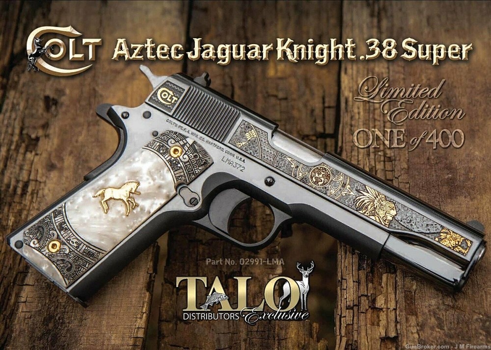Rare Aztec Jaguar Knight 1911 38 Super / Zapata / Dragon/ Azul-img-0