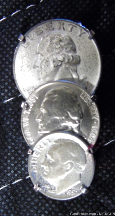 Vintage U.S. Three Coin Money Clip & Nickle set.-img-3